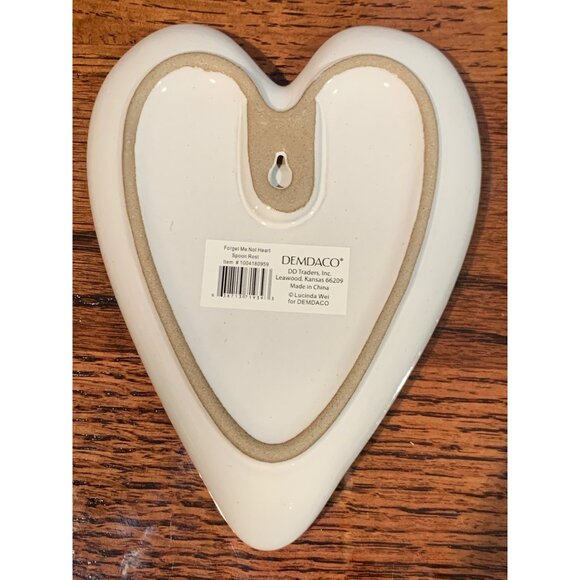 Forget Me Not Heart Shaped Ceramic Spoon Rest By DEMDACO NWT - Picture 2 of 5